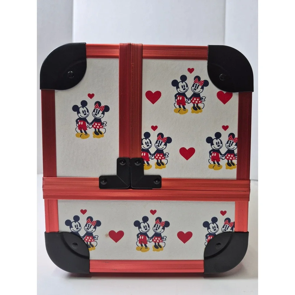 Impressions Vanity Disney Mickey Minnie Mouse Train Case Makeup Bag Red White